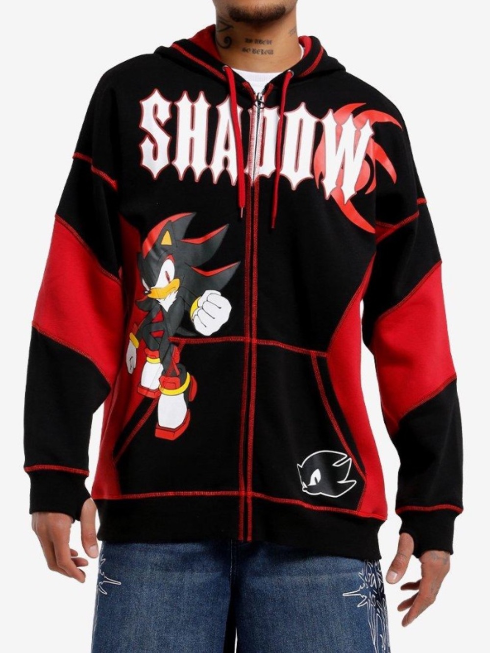 Unisex Sonic The Hedgehog Shadow Contrast Block Hoodie Hot Topic
